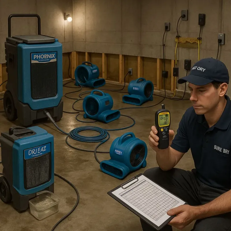 Structural Drying and Dehumidification process in Severn, MD